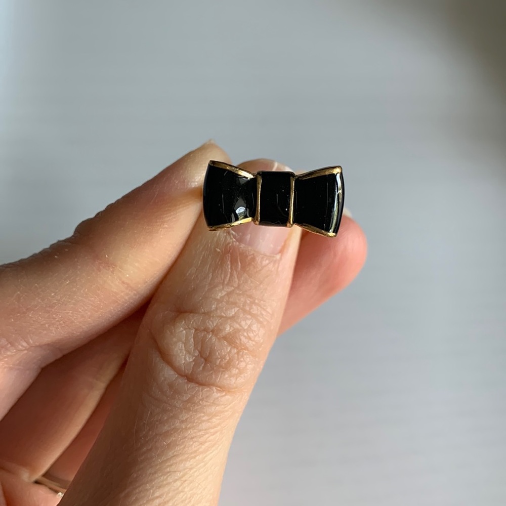 Kate Spade black and gold bow ring size 7